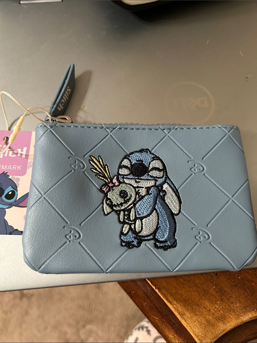 Disney Stitch Blue Quilted Coin Pouch
